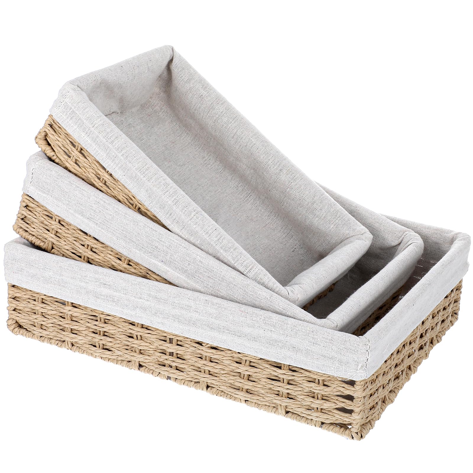 Cestas de almacenamiento de cuerda de papel para organizar cosméticos y toallas de baño