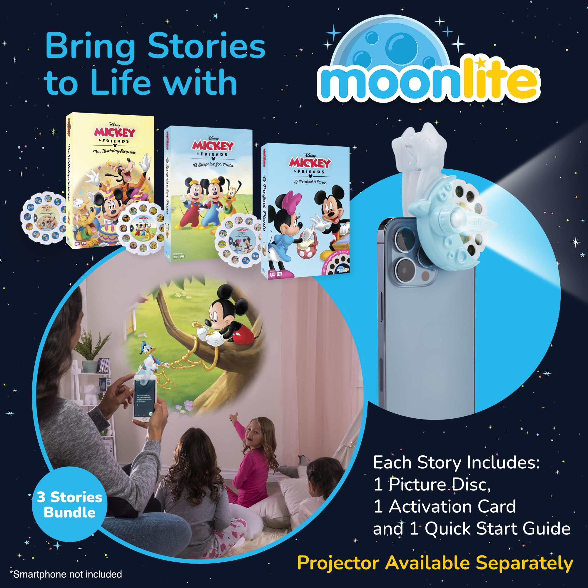 Moonlite Storytime Storybook Reel - Digital Projector For Kids With Sound Effects, Interactive Reading Fun
