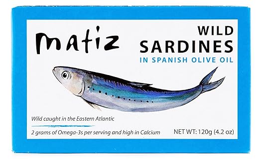 Matiz Sardines in Olive Oil, 4.2 Ounce Can, Spanish Gourmet Wild Caught Natural Fish for Tapas, Snacks, or Meals, Protein Rich, Sealed Freshness