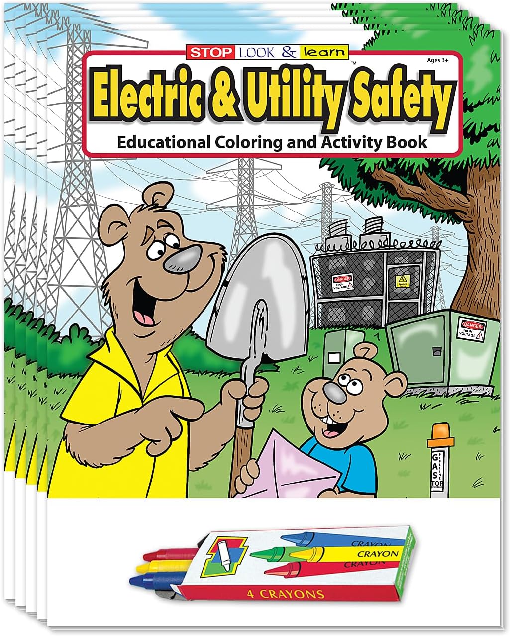 ZOCO – Electric & Utility Safety – Coloring Books (25 Bulk Pack, With Crayons) – Games, Puzzles, Activities for Kids