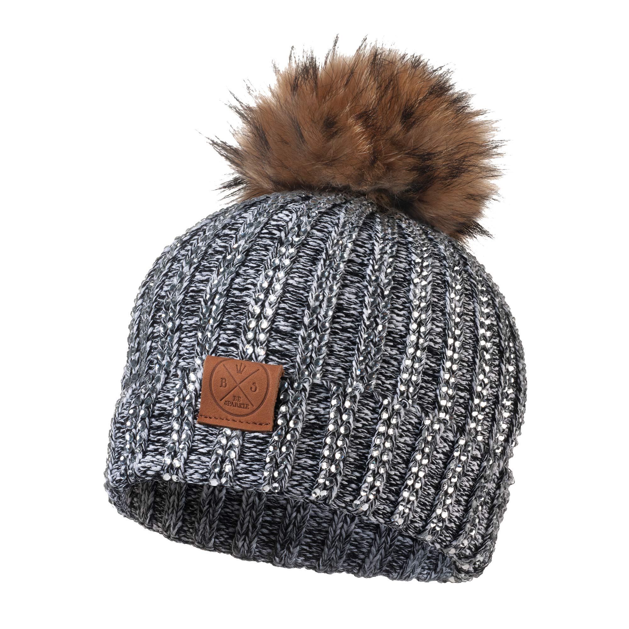 NWT TOCCIN Asher Fair‎ Isle Beanie Black White Sparkle Pom Pom OS Tom Pom Beanie – Black Diamond main image 3