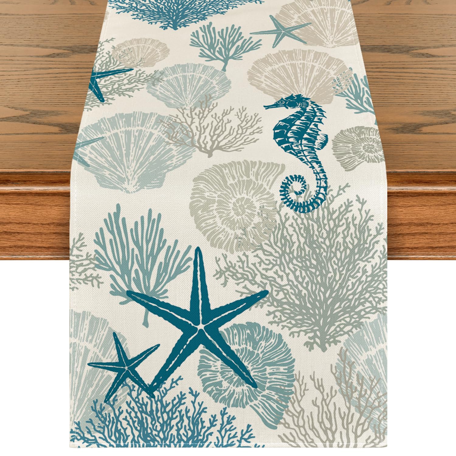 Runner Tavolo Mare 40x140cm | Conchiglie E Stelle Marine | Per Cucina E Feste - Foto 7