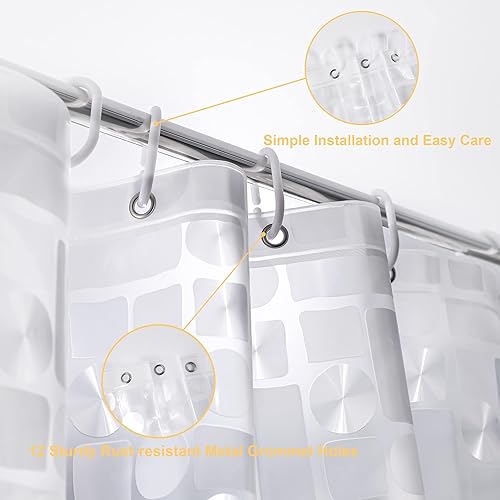 Miniatura 5 de NTBAY - Cortina de ducha transparente de etilvinilacetato, repelente al agua, para cabina de ducha de baño, diseño geométrico, de cubos y circular,