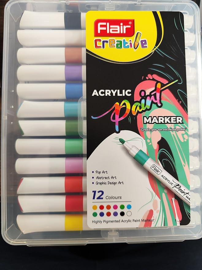 FLAIR acrylic paint marker set of 12 (assorted) Amazon.in Home & Kitchen