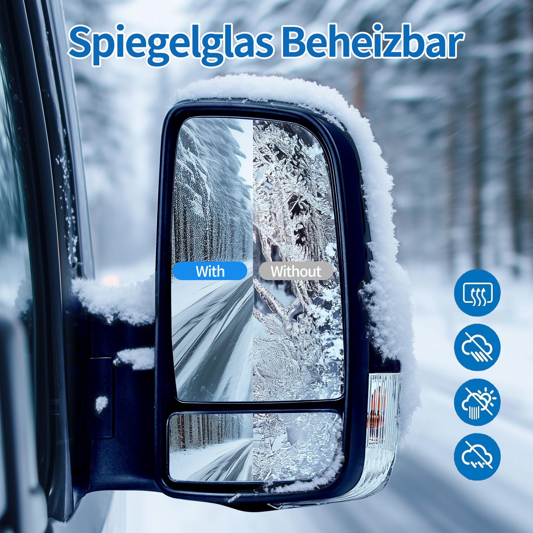 Außenspiegel Spiegel Rechts Komplett für Mercedes Spinter 906 Baujahr 2006- Seitenspiegel Elektrisch Mit Blinker Fahrerseite