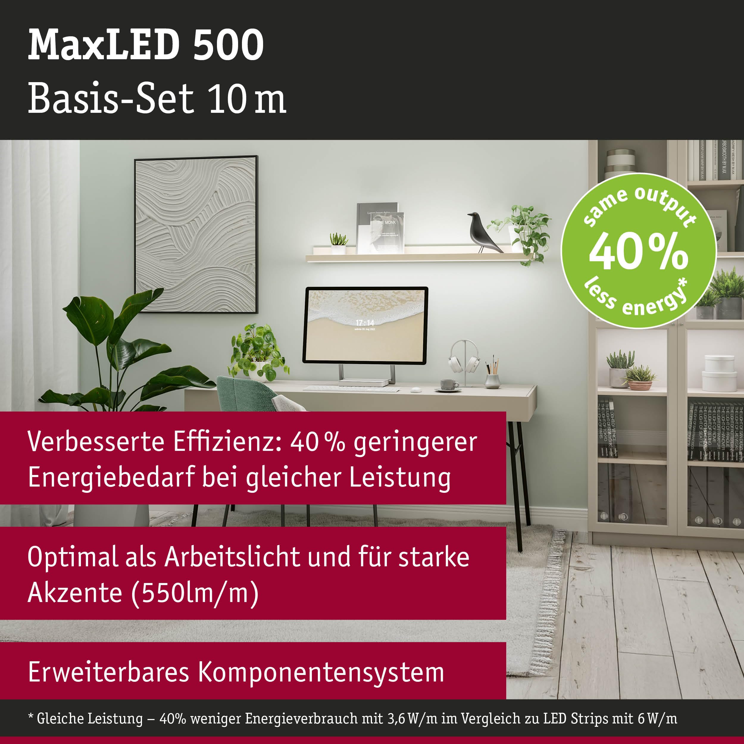 Paulmann MaxLED 500 LED Strip Basisset 10m Neutralweiß 28W 550lm/m 4000K 40VA 71235