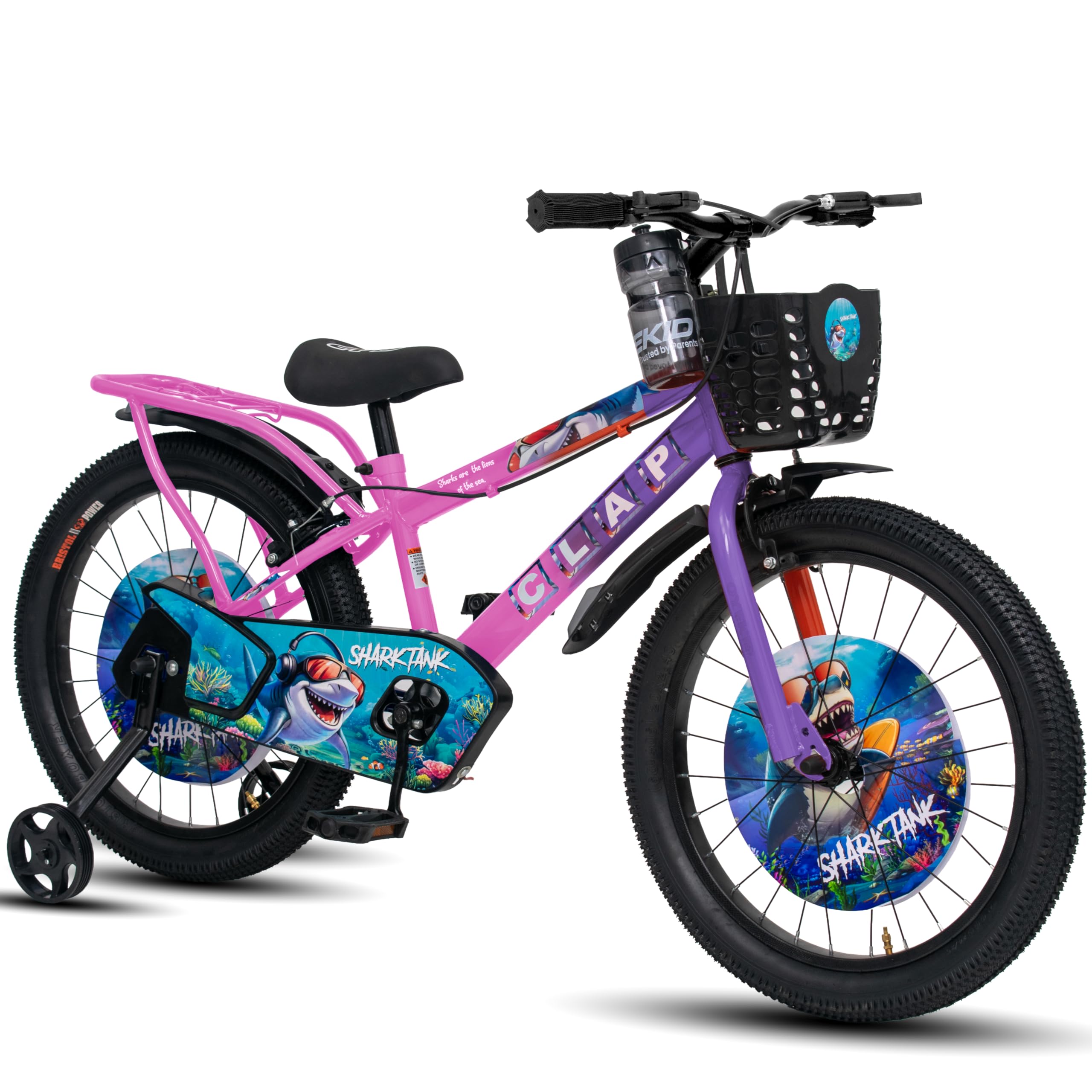 OYEKID Shark Tank 20T Kids Bicycle with Inbuilt Carrier (Purple/Pink)-image-37