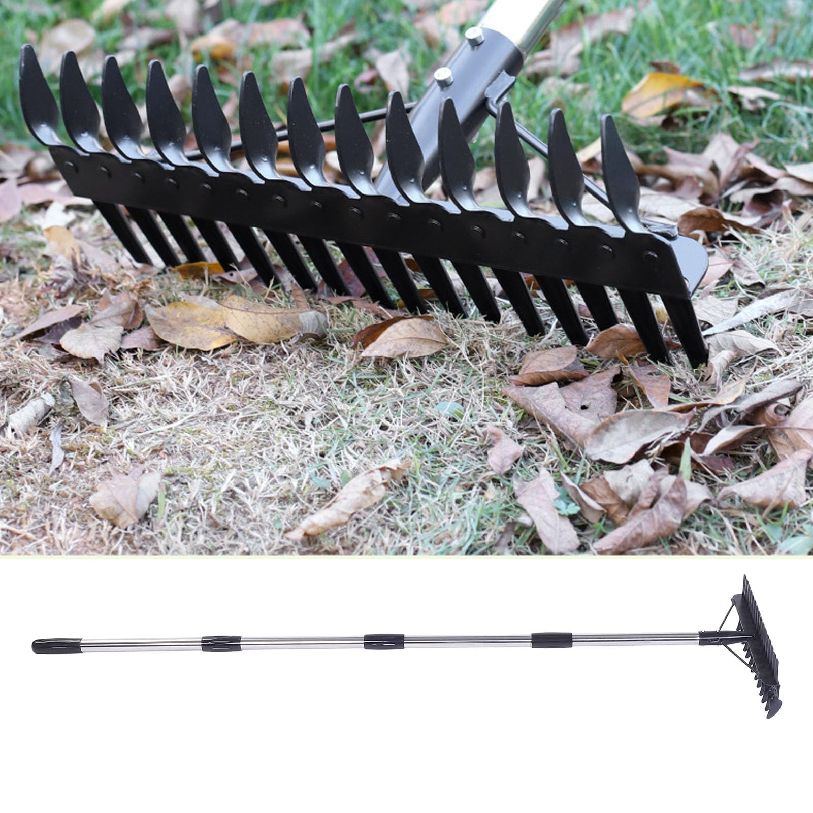 Tnfeeon Rastrello Per Foglie Rastrello Da Giardino A Doppia Faccia, Costruzione Interamente In Metallo Per Livellare Il Terreno Per La Raccolta Delle Foglie, Ad Multifunzionale Per Il Giardinaggio