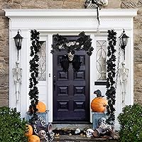 Vista 7 de Guirnalda de hojas de arce negro, 2 piezas de enredaderas artificiales colgantes de hojas de otoño, guirnaldas florales de otoño, decoración