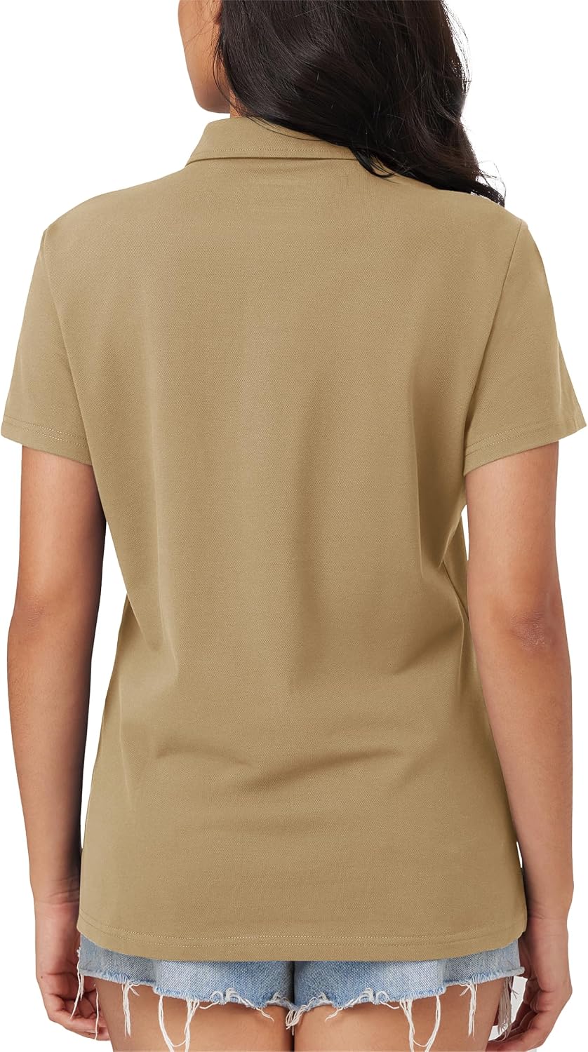 MAGCOMSEN Women's Polo Shirts Cotton Short Sleeve Collared Golf Summer Tops