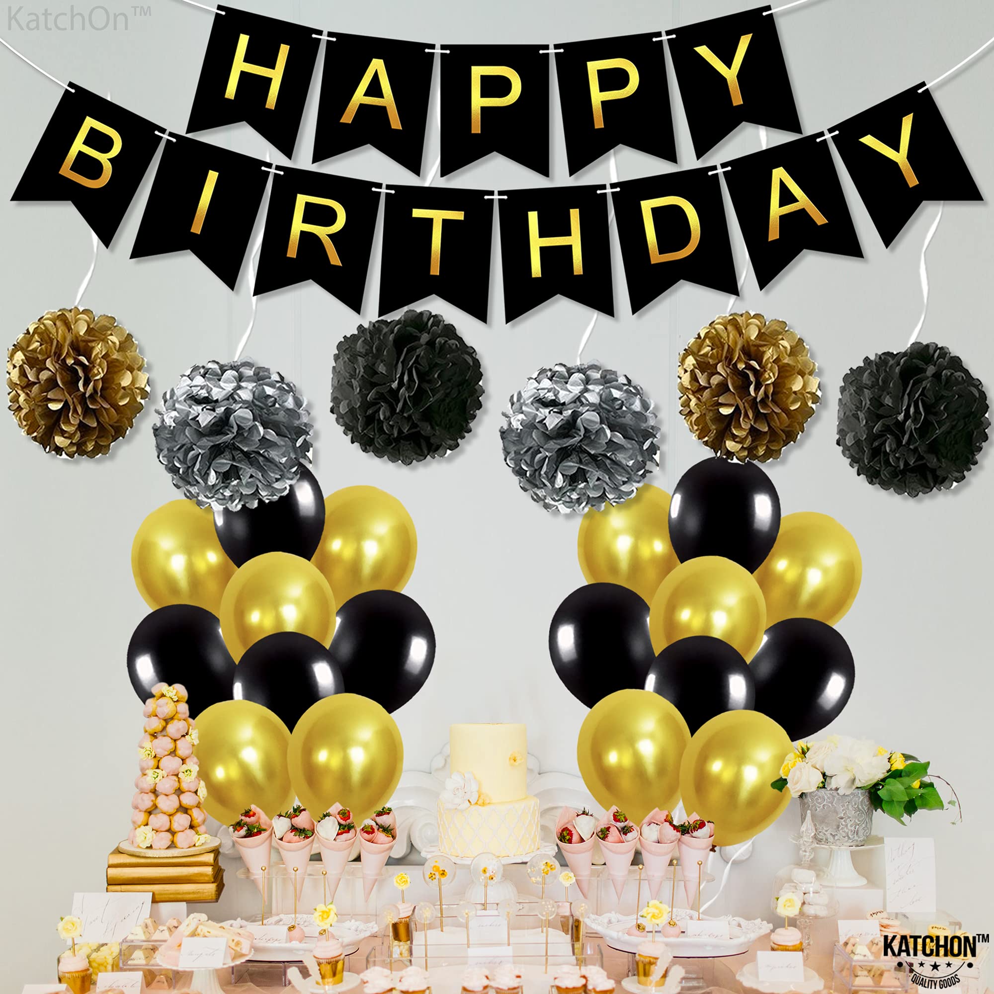 Buy Black and Gold Happy Birthday Banner for Men Pack of 25 Happy