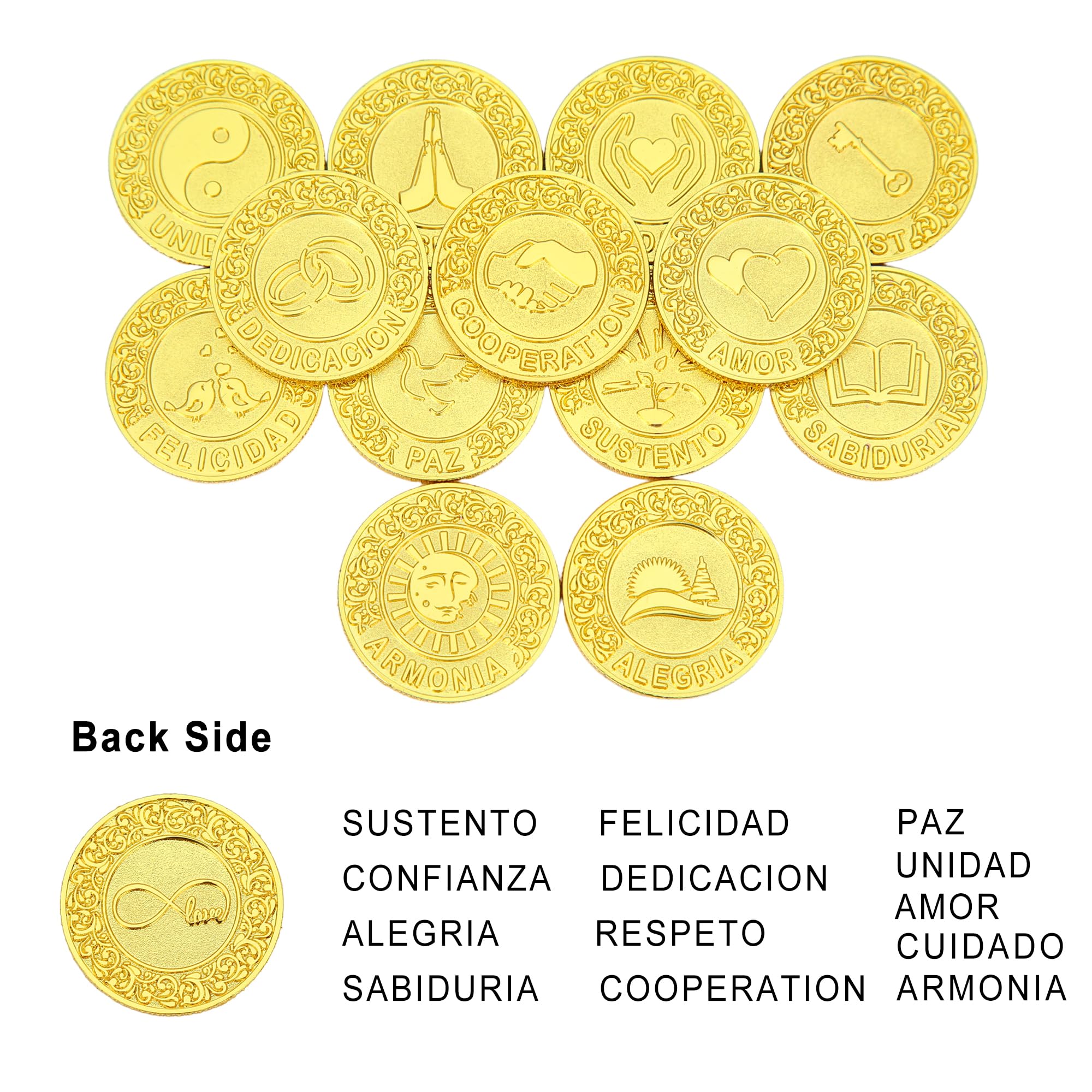 TINGKU Español Arras de Boda con Plato, Las Arras para Boda de Matrimonio, Regalos de Boda, Arras de Boda Ceremonia Novios, Monedas de Unidad, Ceremonia de Boda - Oro