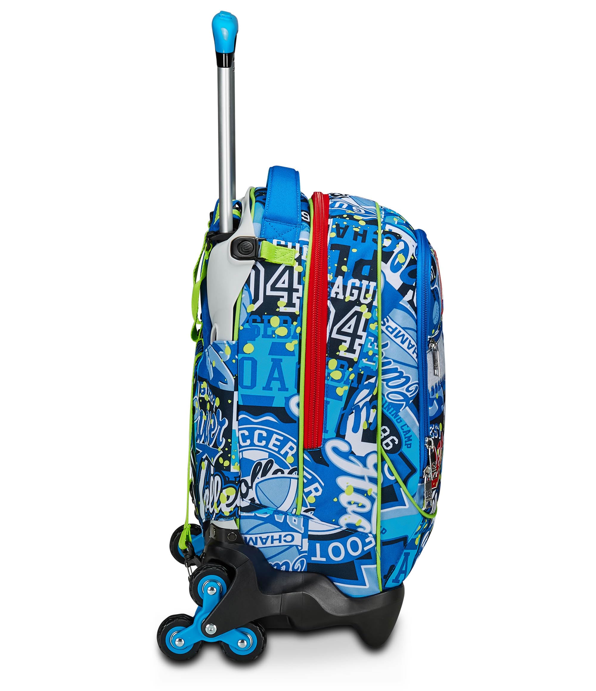 SJ Gang Trolley Scuola Jack 3 Ruote, Blu, RealBasket, 3 in 1, Triplo Uso, Zaino Con Carrello Sganciabile, Tasca Porta Borraccia e Crossover System, Scuola Elementare, Bambino