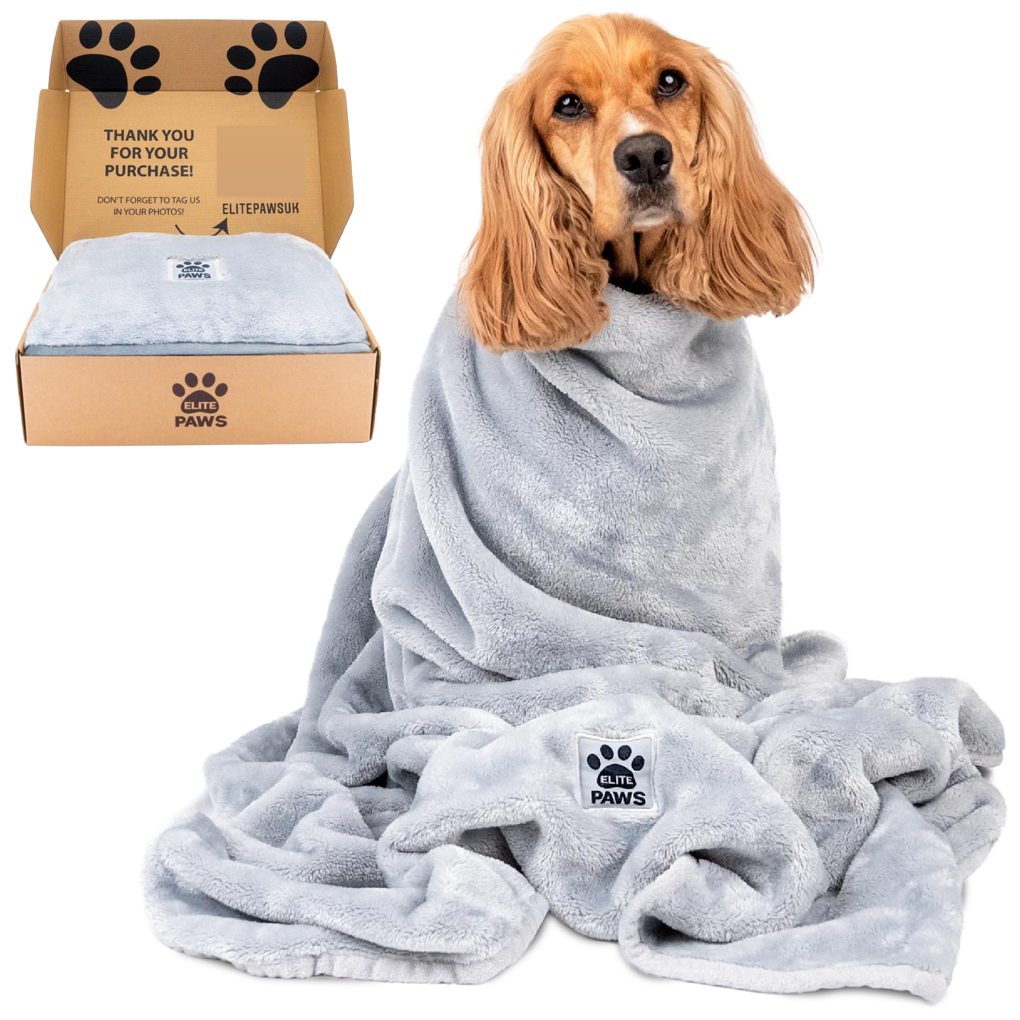Couverture de luxe pour grand chien polaire grise moelleuse 130x100cm plaid animaux de compagnie