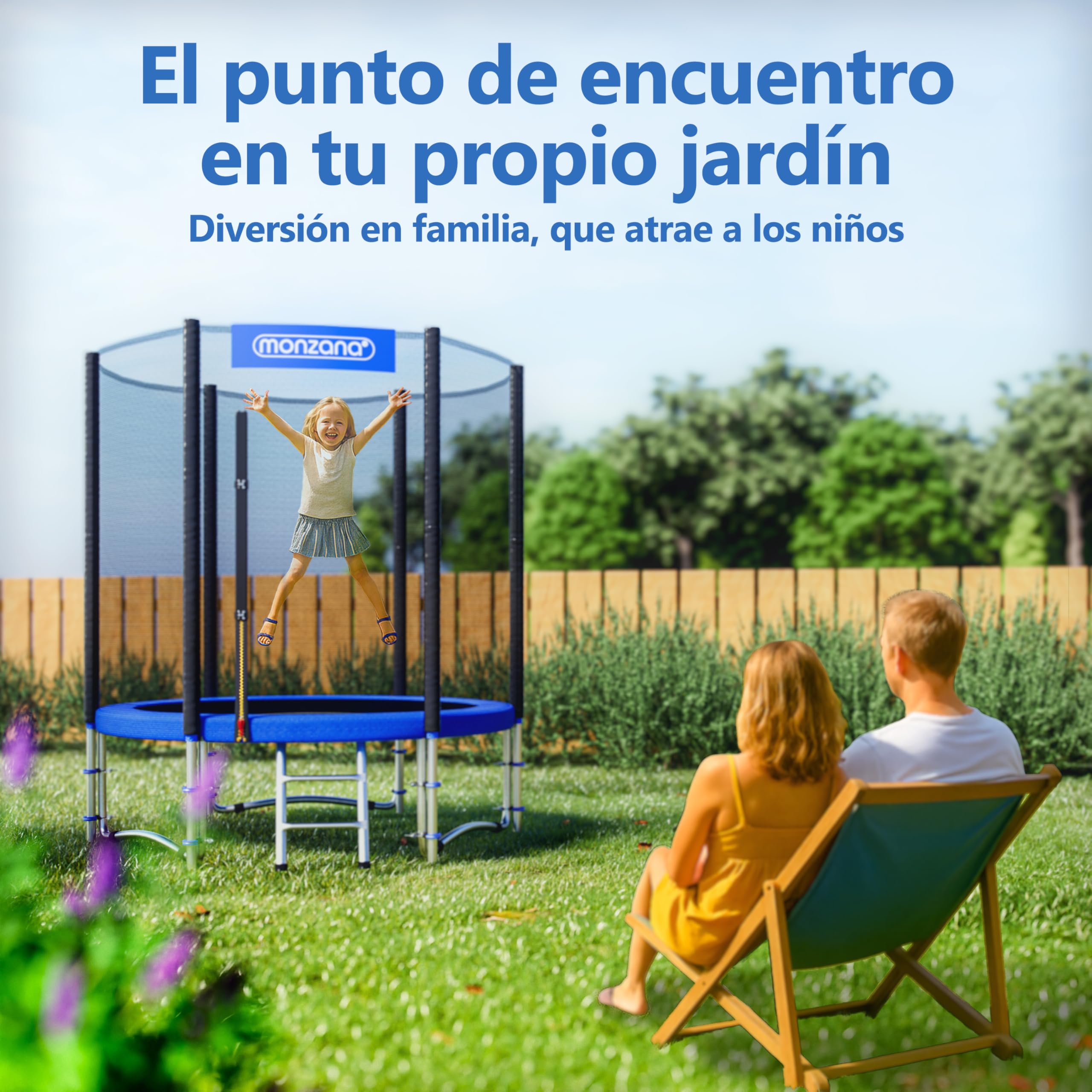 Monzana® Trampolin Ø 183/244/305/366/427cm Cama Elástica Jardín Red Seguridad Protectores Bordes Escalera Set Completo
