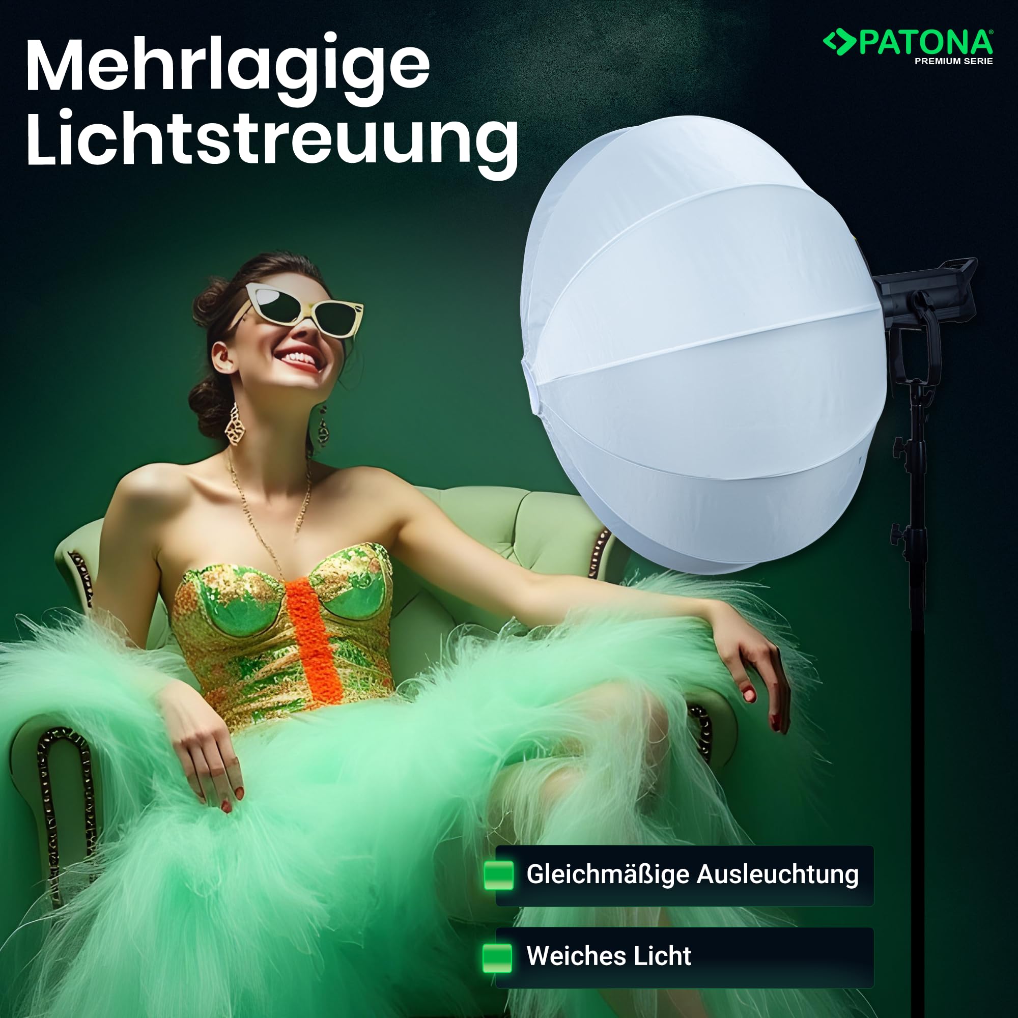 PATONA Wysokiej jakości softbox 65 cm | okrągły softbox z przyłączem Bowens i torbą do przenoszenia | szybki montaż do fotografii, wideografii, portretów, fotografii produktów i studyjnych
