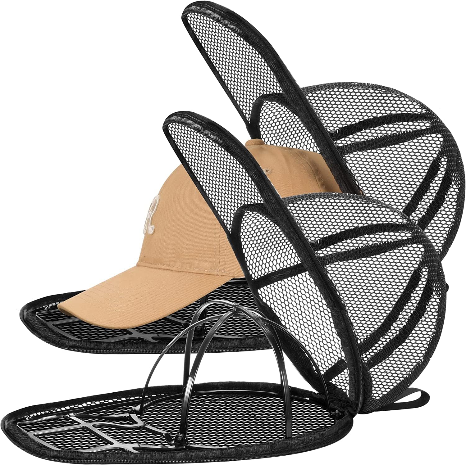 Cap Washer für Baseballmützen, Faltbarer Hut-Unterlegscheibe für Waschmaschine oder Geschirrspüler, Baseball Cap Waschgestell Form für Erwachsene und Kinder, 2 Stück, Schwarz