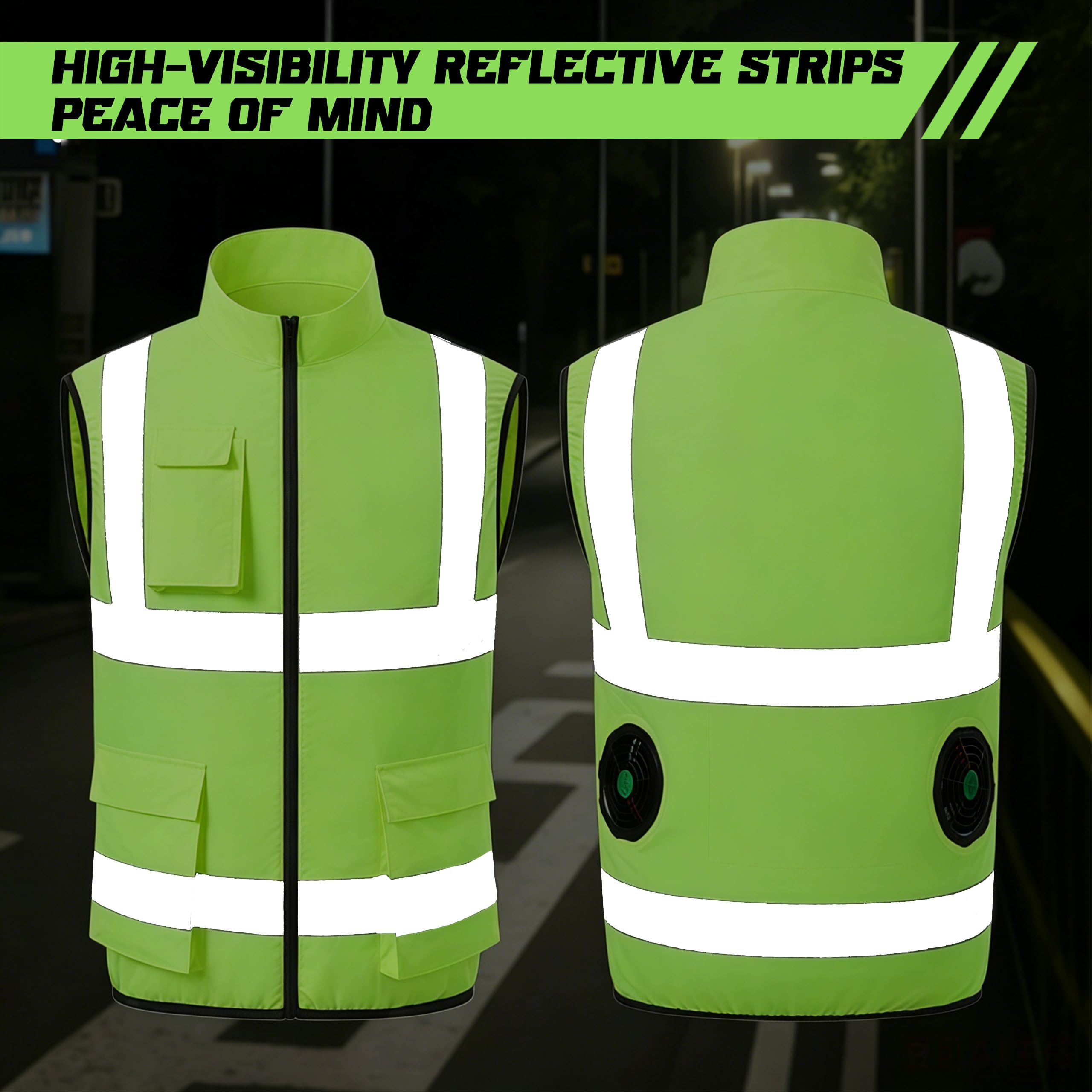 Gilet refrigerante elettrico con 2 ventole per l'estate, per clima caldo, abbigliamento rinfrescante traspirante per uomo e donna (M