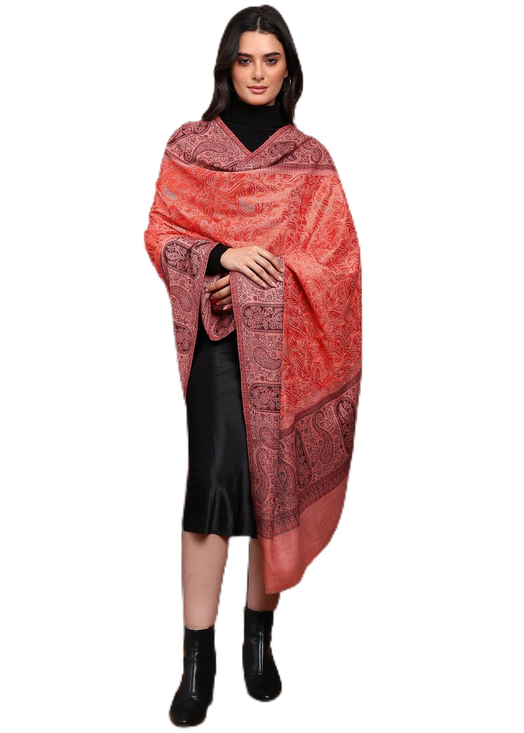 Women Kani Shawl with Embroidery Work, Paisley Pattern-image-37