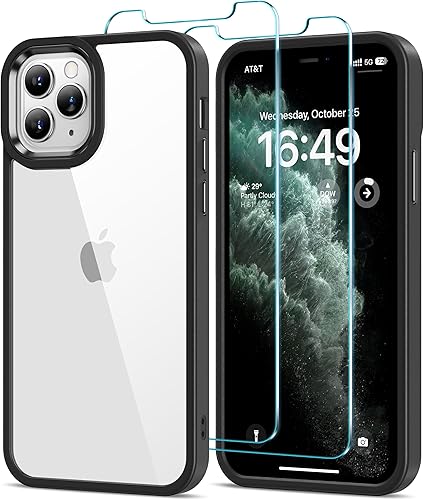 Miniatura 61 de HOOMIL Funda para iPhone 12/iPhone 12 Pro con 2 protectores de pantalla de vidrio templado, sin amarillamiento, protección contra caídas, arañazos,