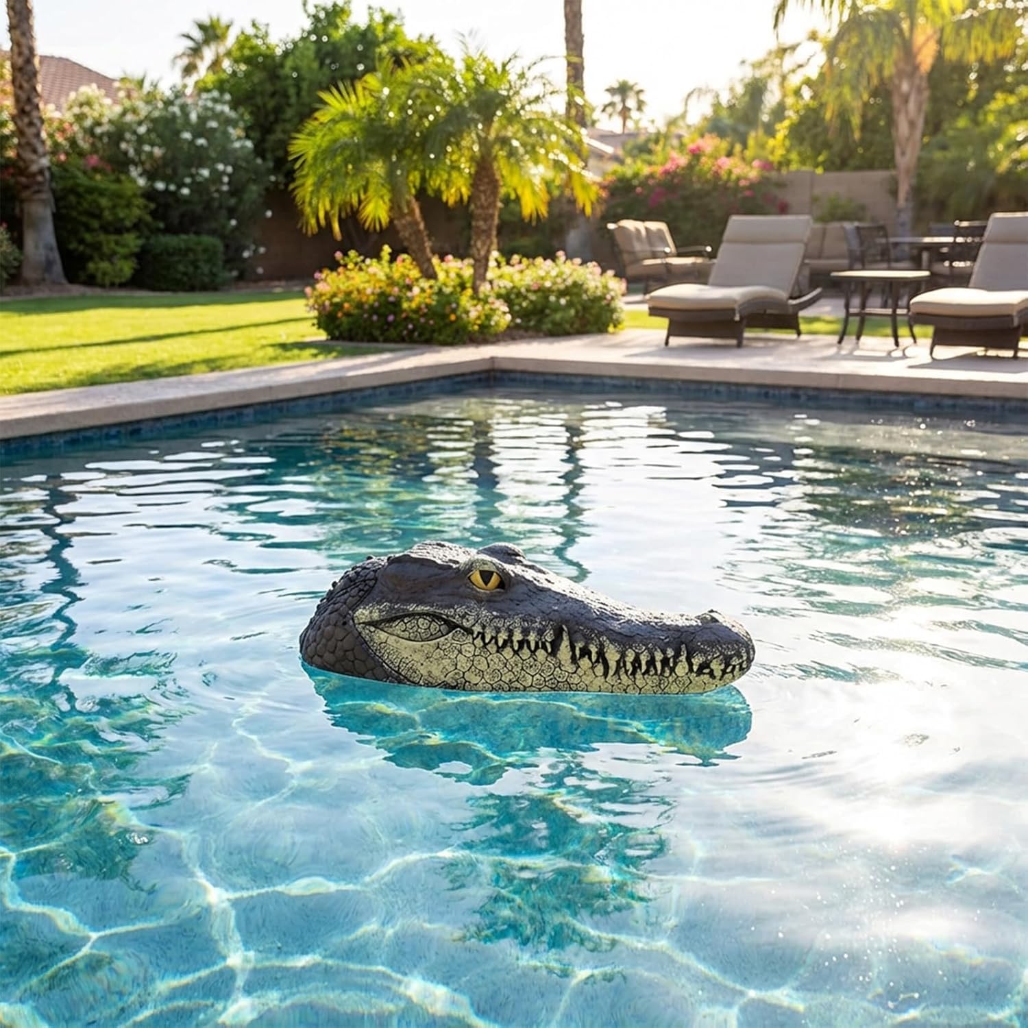 Pond Floating Alligator Head Decoy, Outdoor Pools Float Fake Gator Head Duck Detterent for Pool,Crocodile Head for Decorations,Swimming Pool,Koi Pools, 13 x 5.5 x 2.8 Inches