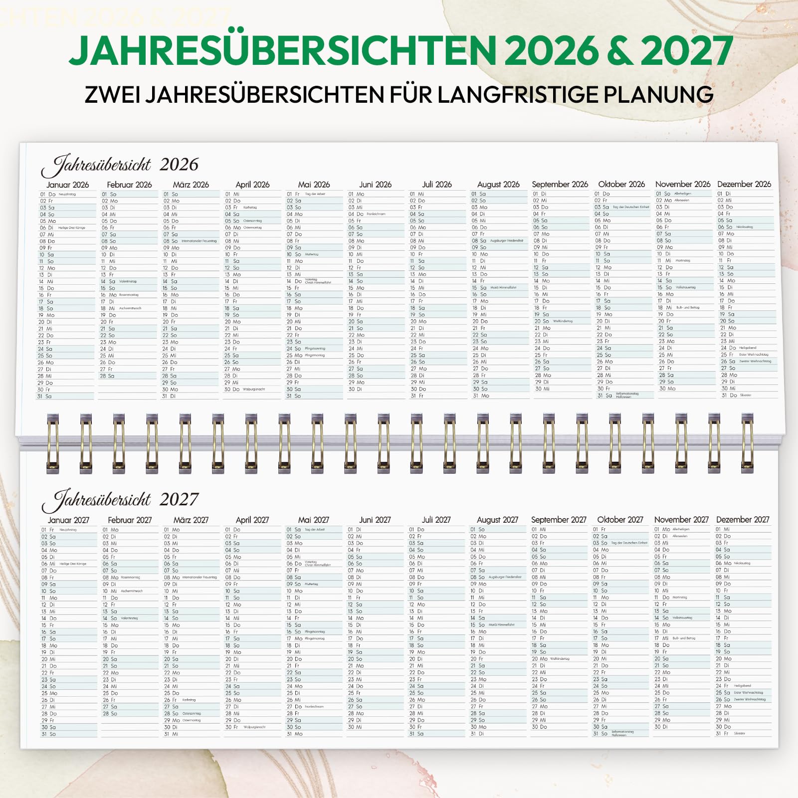 KONVINIT Kalendarz biurkowy na rok 2026, kalendarz tygodniowy do postawienia, planer tygodniowy, kalendarz na biurko, do szkoły, biura, domu, 1 tydzień, 2 strony, kalendarz na biurko do szkoły, biura