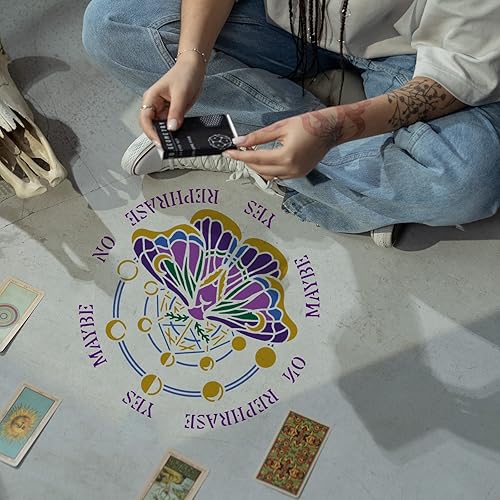 Miniatura 4 de FINGERINSPIRE Plantilla de adivinación de radiestesia de 11.8 x 11.8 pulgadas, plantilla de polilla para pintar en fase lunar, plantillas de dibujo