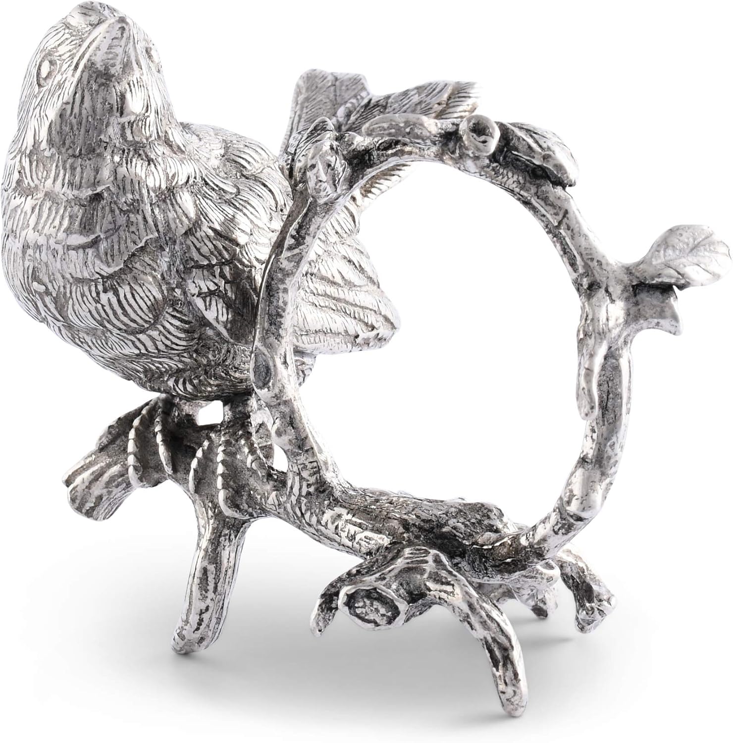 Vagabond House Pewter Metal Handcrafted Spring Song Bird Napkin Ring (Sold as Single Ring) Artisan Crafted Designer Rings 3 inch x 3 inch