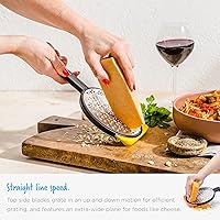 Vista 6 de Dreamfarm Ograte - Rallador mediano de dos caras para alimentos y verduras con gancho antideslizante para cuenco y pie, rallador mediano de 0.118