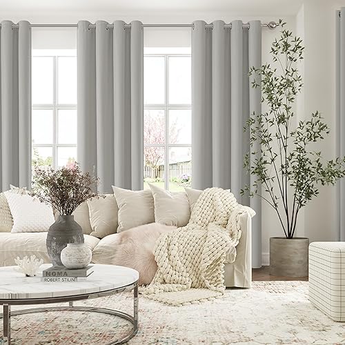 Miniatura 119 de ChrisDowa Cortinas 100% opacas de abedul liso de 96 pulgadas de largo, 2 paneles para dormitorio, sala de estar, oscurecimiento de la habitación de