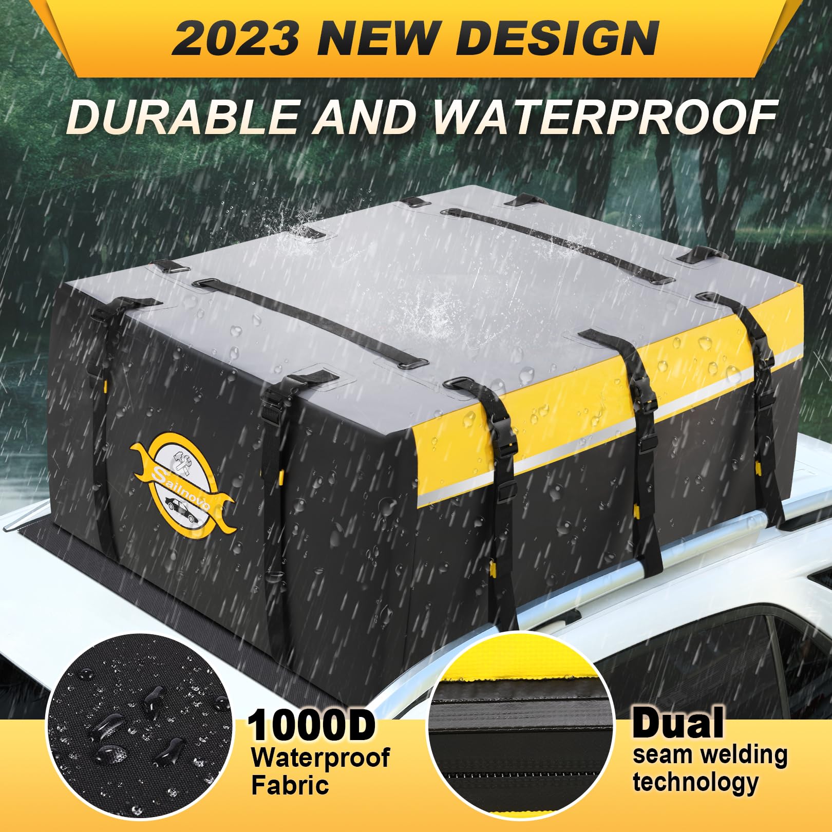 Sailnovo Roof Bag Box Soft-Shell Carrier 21 piedi Cubi Con Tapetino Antiscivolo + 6 ganci per Porta