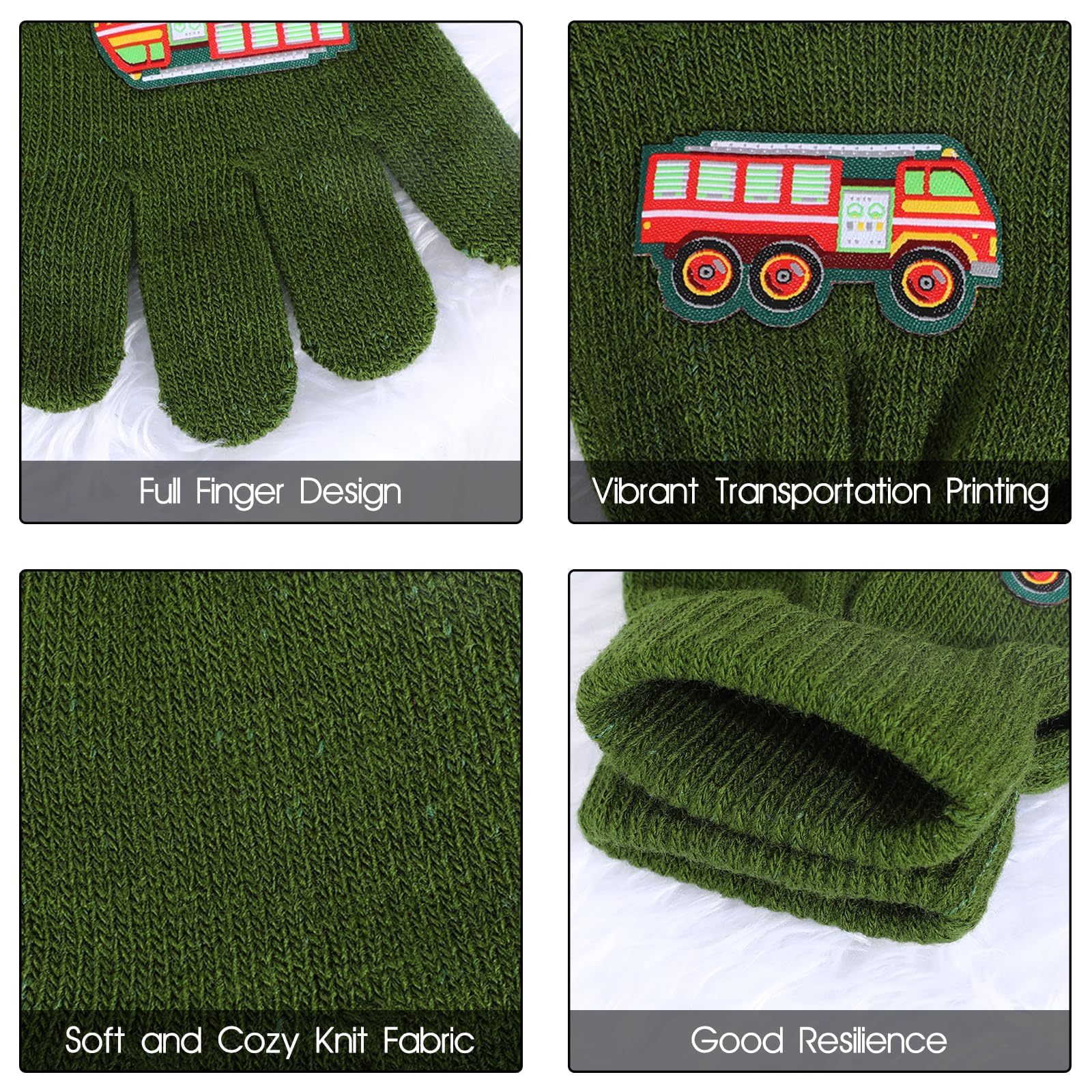 QKURT 6 Pares de Guantes para niños de 5 a 12 años, Guantes mágicos de Invierno Guantes con Dedos Completos, Manopla de Punto elástica para niños y niñas