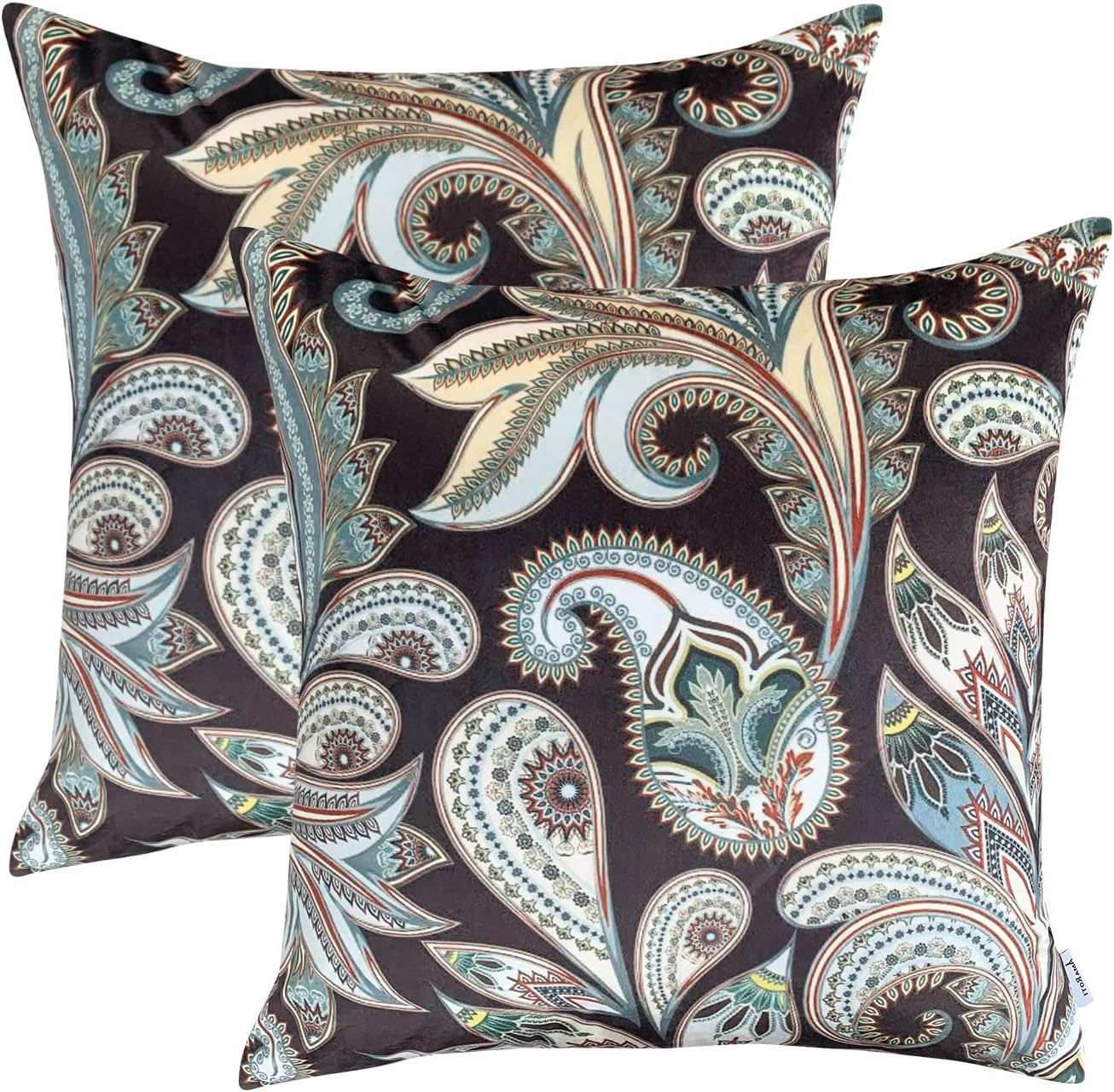 AMAROTI Velvet Paisleys Decorative Throw Pillow Cover for