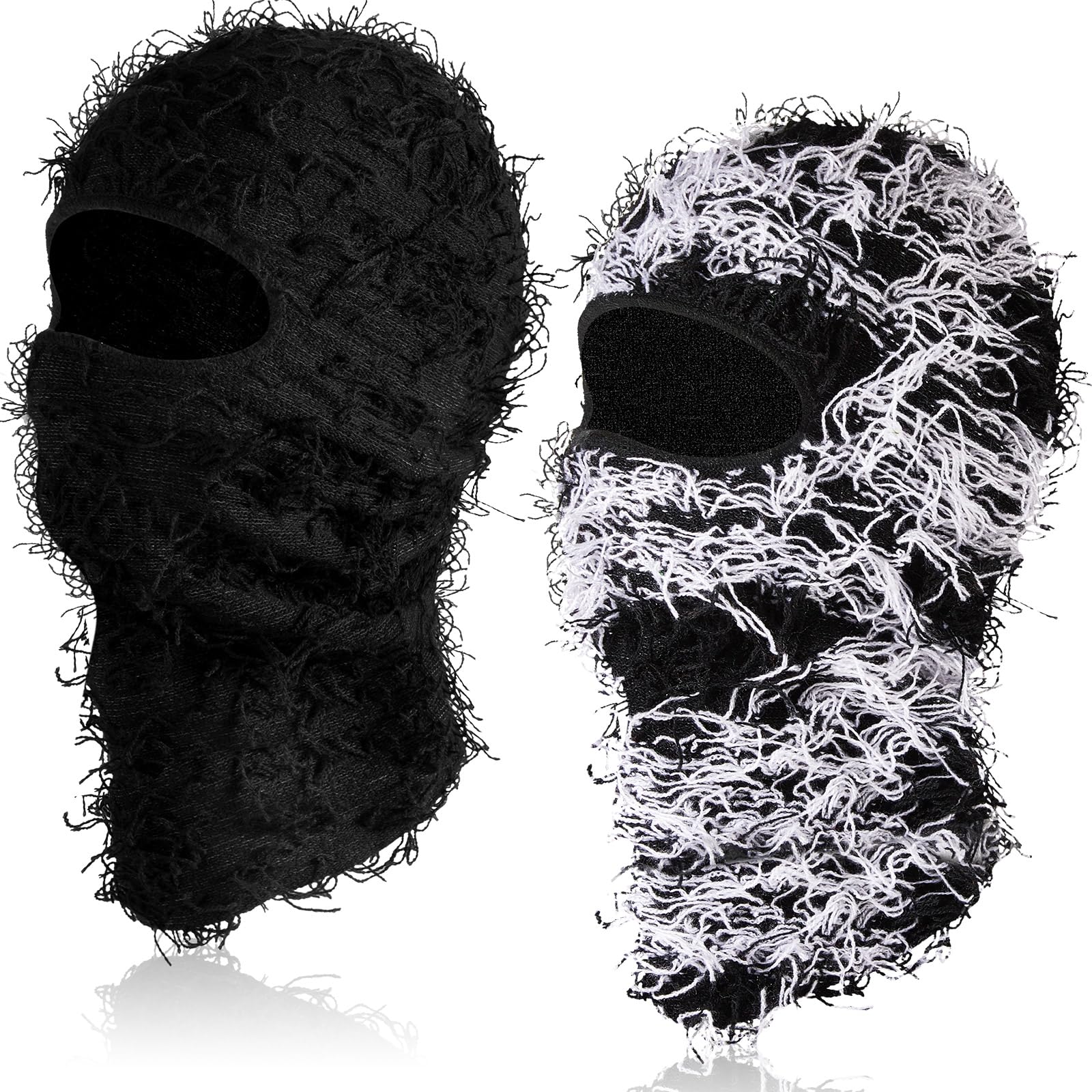 Newcotte 2 Pack Adult Distressed Balaclava Ski Mask Full Face Knitted Balaclava Windproof Cool Ski Mask for Cold