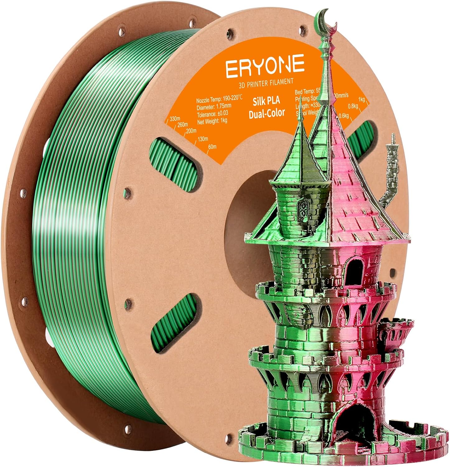 ERYONE Silk Dual Color PLA Filament 3D Printer 1.75mm +/- 0.03mm ...