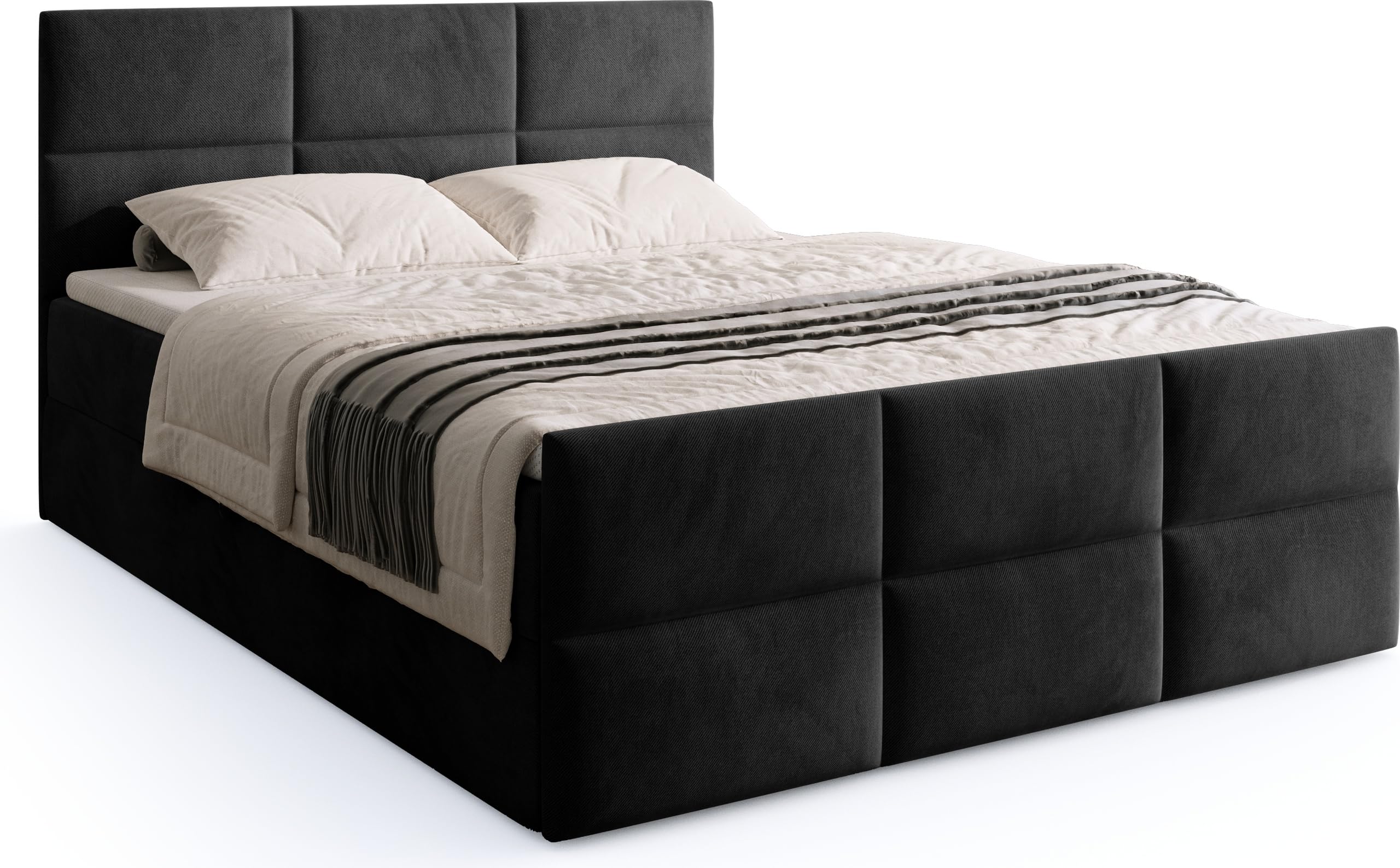 BROMARKT Boxspringbett mit Matratze 180x200 Bett mit Bettkasten Schwarz