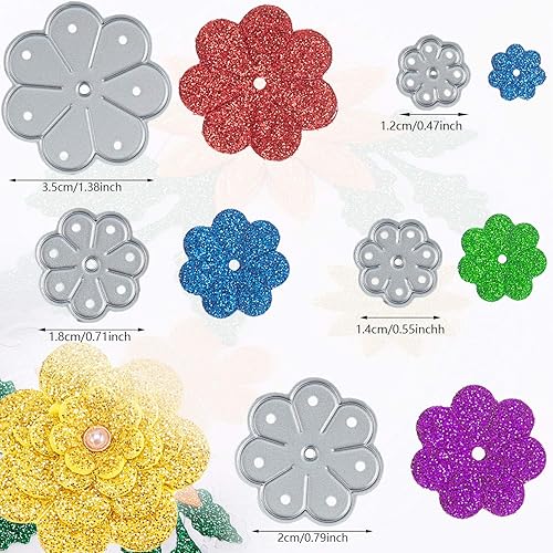 Miniatura 4 de 3 juegos de troqueles de corte de metal de flores, flores de Navidad, hojas en relieve, 19 estilos 3D troquelados de flores para manualidades,