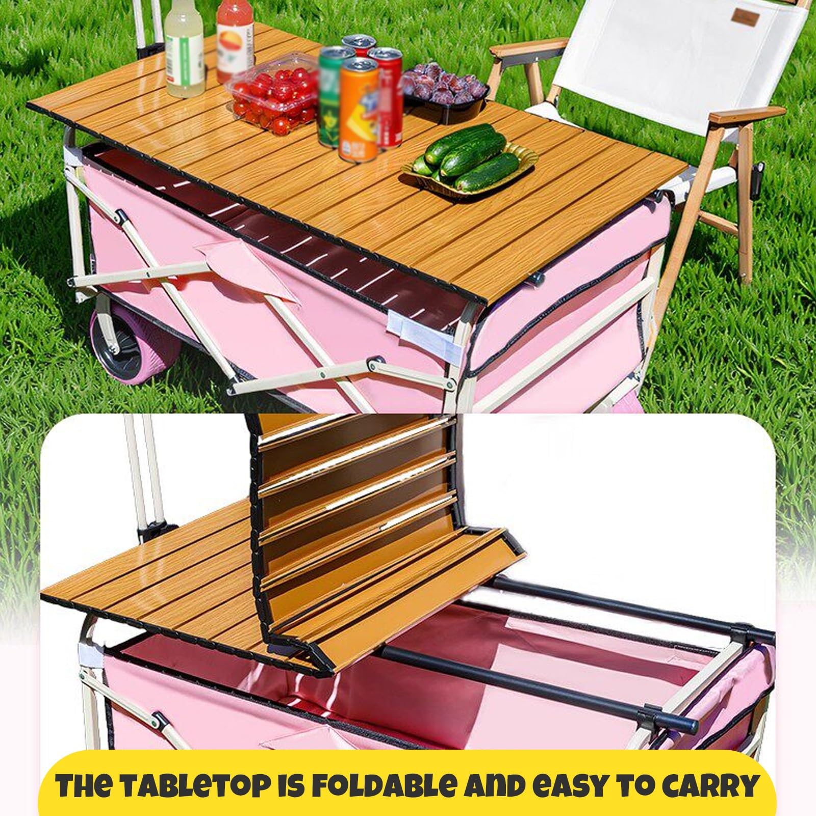 HARELA Genérico Puesto De Mercado con Toldo, Carrito de Comida callejera con Ruedas, Puestos Plegables for la Venta en el Mercado(Black,118cm/46.4in)