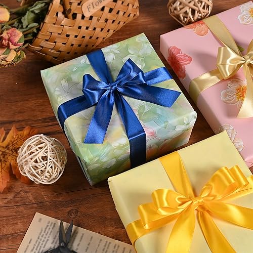 Miniatura 481 de Cinta de satén rosa polvoriento de doble cara de 1/4 pulgadas x 50 yardas, cintas de poliéster polvorientas para envolver regalos, cinta de tela