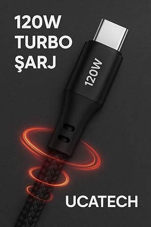 120W Type-C Şarj Kablosu, 2 Metre, Xiaomi Mi 10/10 Lite/10 Ultra Uyumlu, Gri AZD240BEMR180
