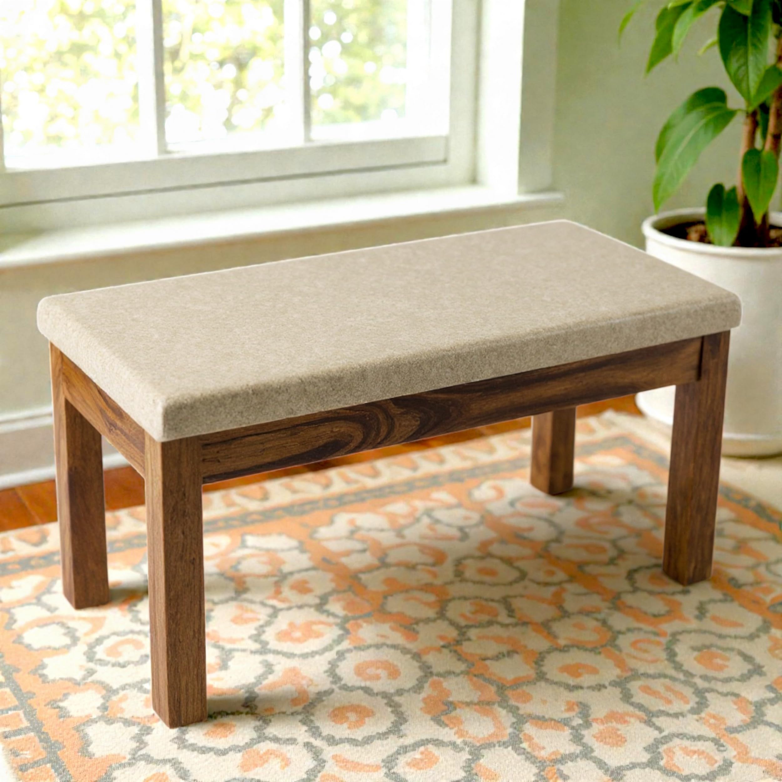 Ikiriya Maati Sheesham Wood Accent 2 Seater Bench/Settees/Recamiers in Jute Beige for Living Room | Bedroom | Hallway | Balcony | Home | Dining Room | Café | Resort | Hotel-image-24