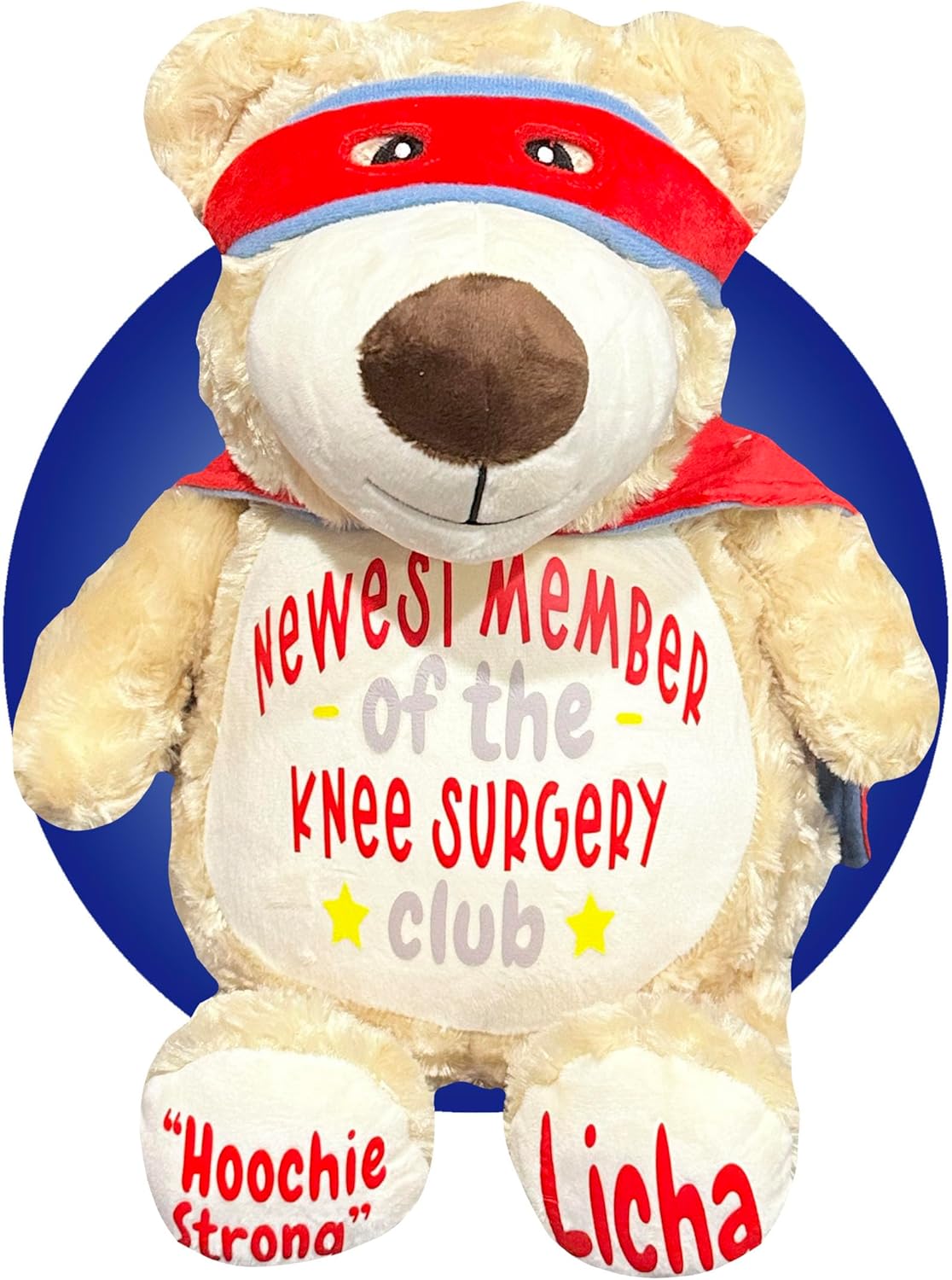 Knee Surgery Recovery Gifts - Personalized 17" Knee Pillow Stuffed Animals - Knee Repair Gifts for Men - Post Surgery Get Well Soon Keepsakes (Superhero Bear)
