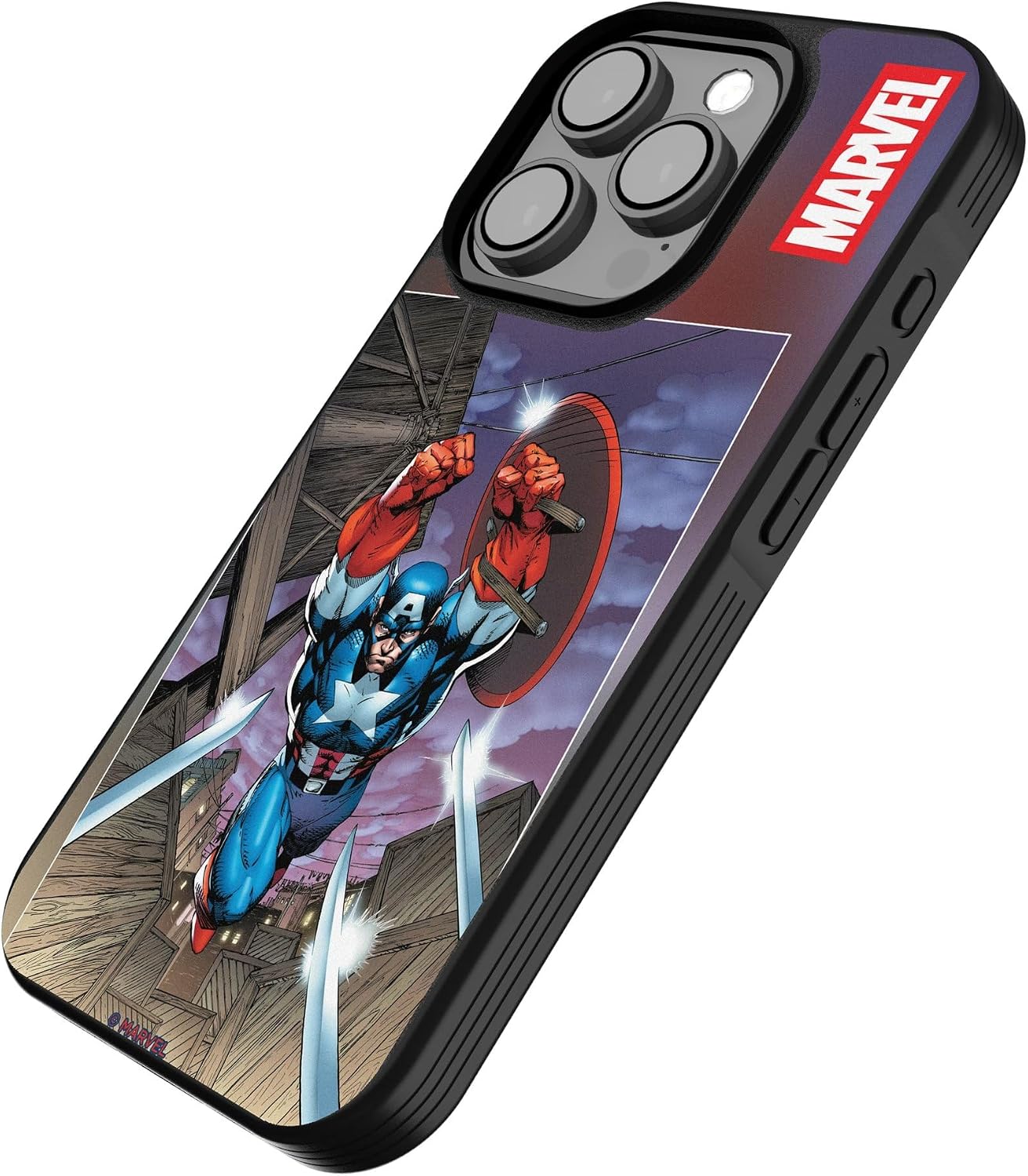 Keyscaper Marvel Avengers Captain America Cover Art Bump Cell Phone Case for iPhone 15 Plus
