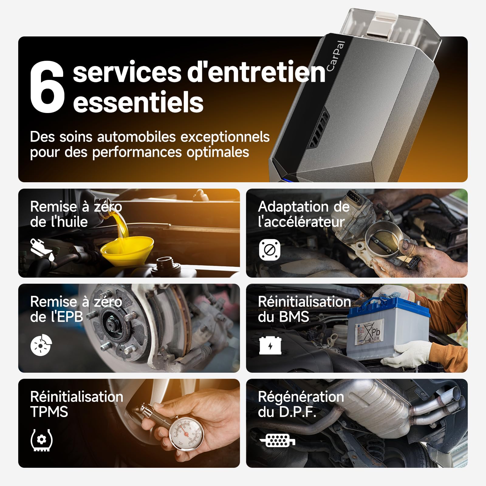 TOPDON Carpal-A Valise Diagnostic Auto, Scanner OBD2 Tous systèmes, Diagnostic Voiture Bluetooth sans Fil, 6 Services de Réinitialisation, AutoVIN, Inspection Moteur, Smog Check, Guide de Réparation