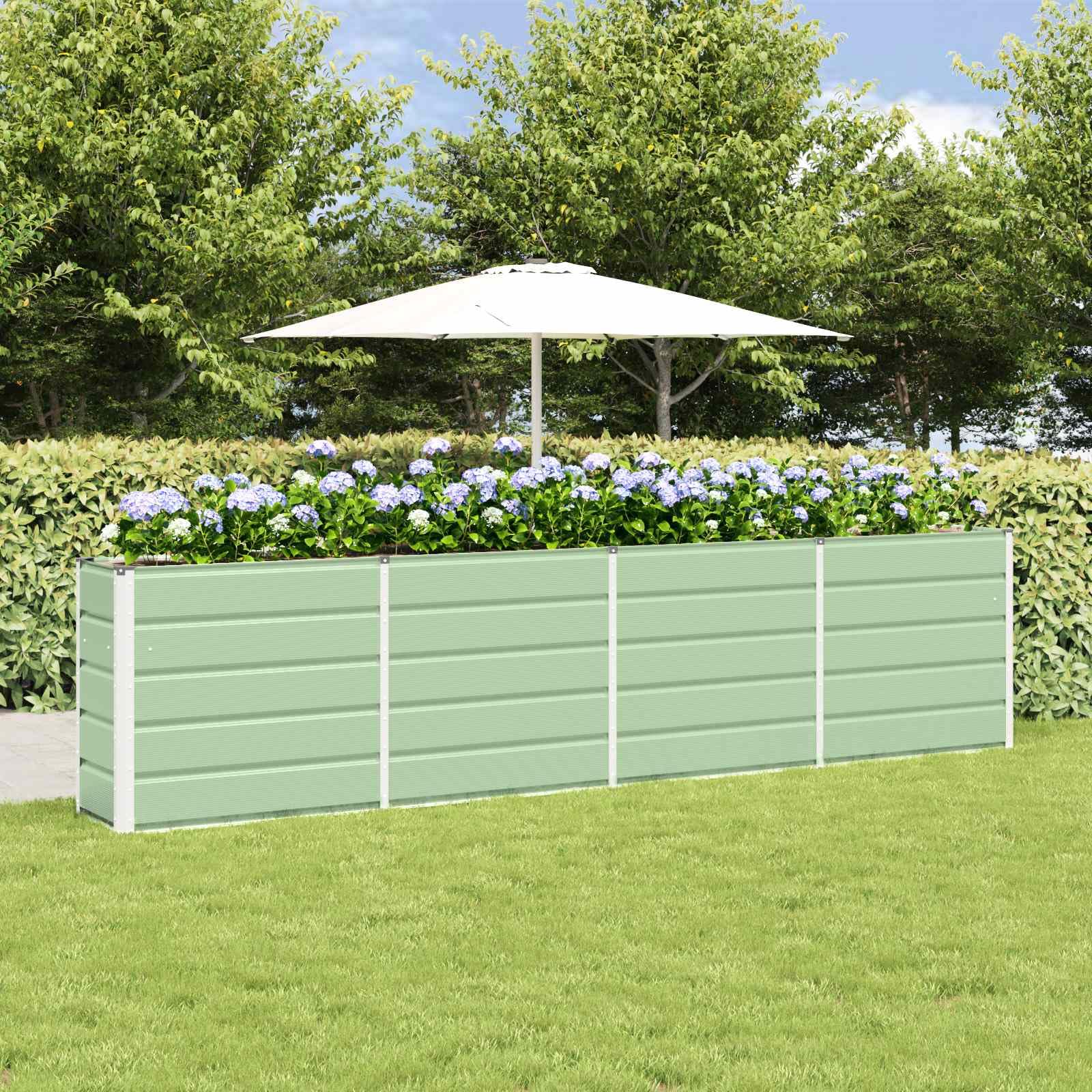 IKAYAA Metal Raised Beds Galvanised Raised Bed for Garden Raised Planters Outdoor Large for Growing Flowers,Herbs and Vegetables-Green-320 x 40 x 75 cm