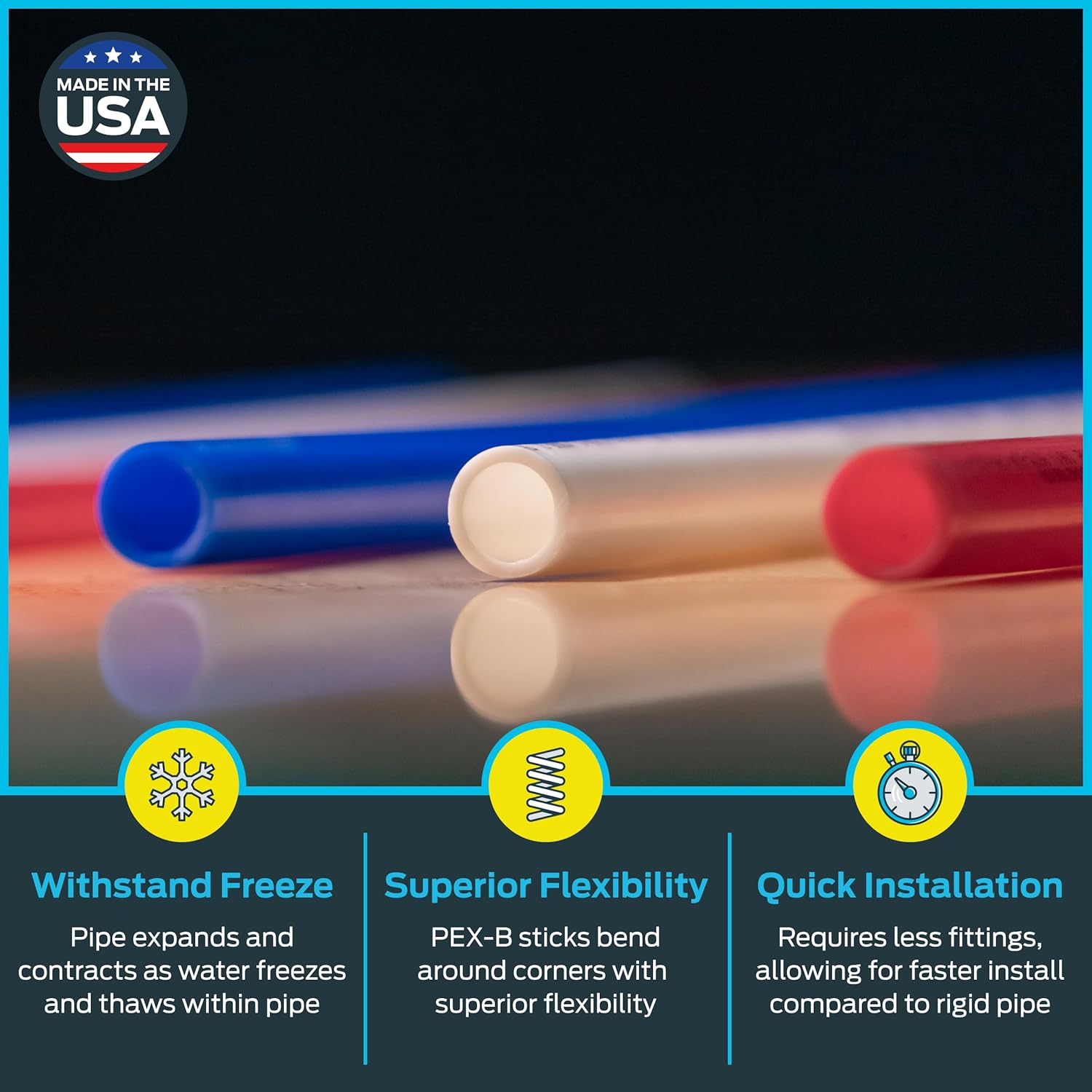 SharkBite 1/2 Inch x 5 Feet White PEX-B, Made in the USA, Pack of 10, Flexible Water Pipe Tubing for Plumbing, U860W5