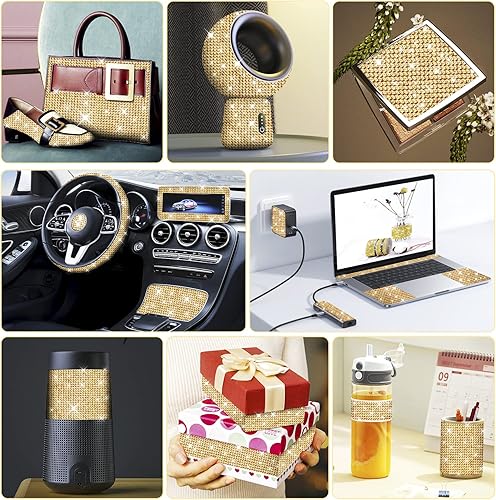 Miniatura 20 de Tiras de diamantes de imitación autoadhesivas de 6.6 yardas, adhesivo de diamantes de imitación de cristal con diamantes de imitación de 0.079