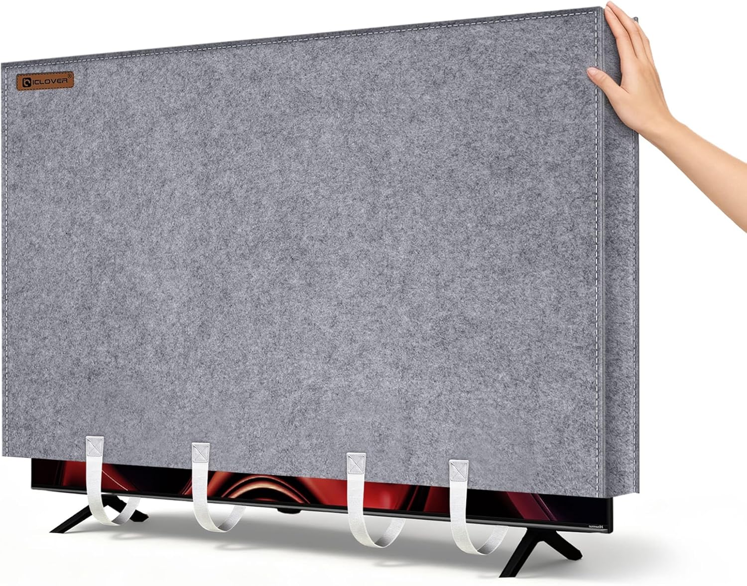 IC ICLOVER TV Cover for Moving, Tear Resistance Thick Felt Cover Fit up to 60"-65" Flat Screens TVs, Reusable Anti-Scratch TV Protector Dust Covers with Bottom Straps,for Renovation, Painting, Storing