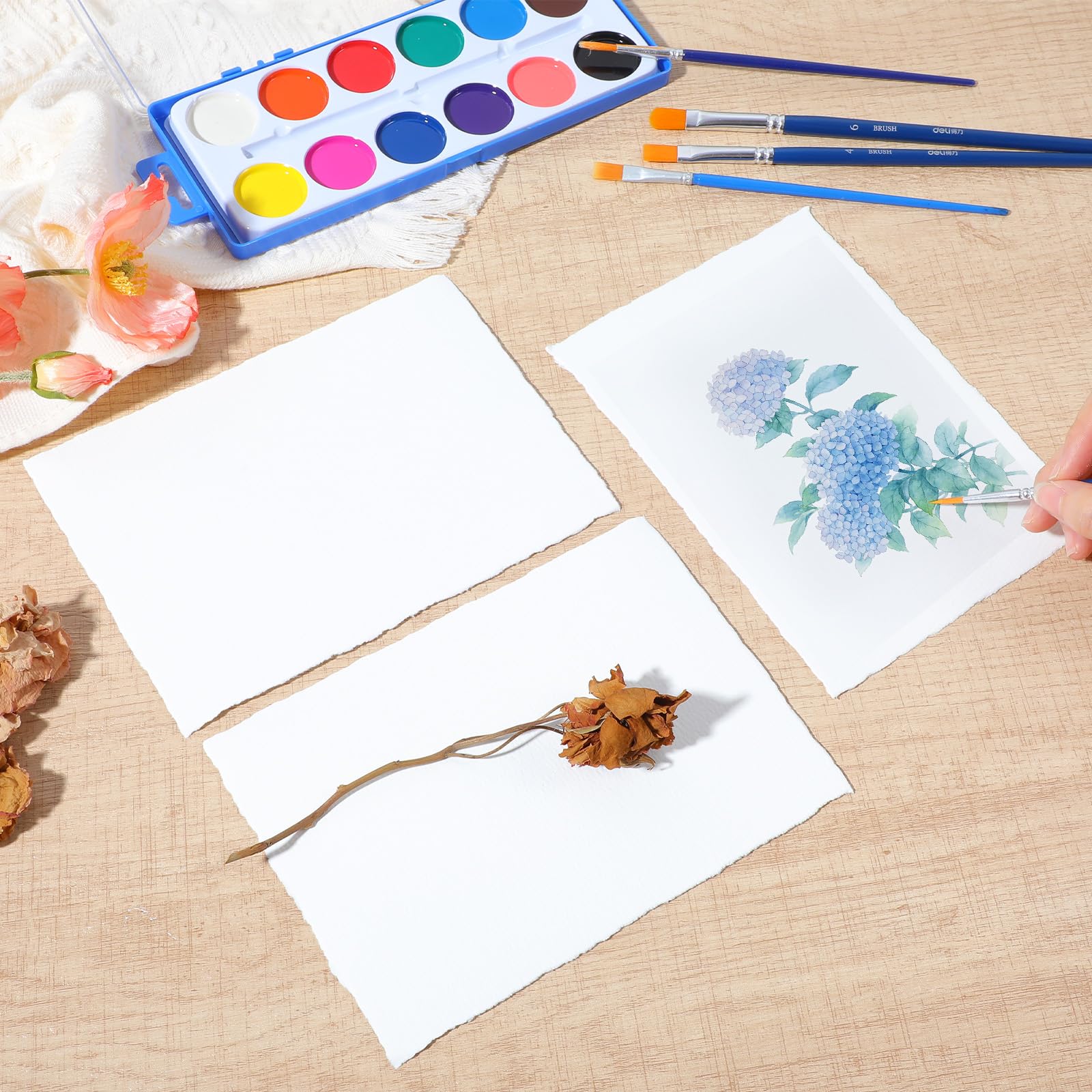 Lot 25 Feuilles Papier Aquarelle Coton 300 G/m² - 28x19 Cm - Texturé Pour Peinture/lettres