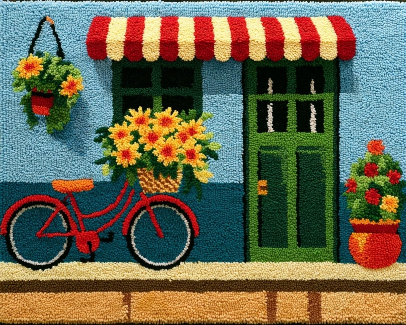 Wallphantom Latch Hook Rug Kits,Bicycle Under the Window